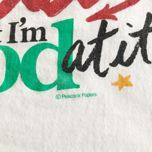 VTG 80s 90s Peacock Papers Christmas Humor T Shirt "Hey Santa.." Single Stitch L - Picture 3 of 9